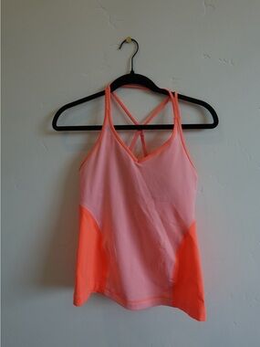Lululemon Pink and Neon Orange Strappy Tank Top